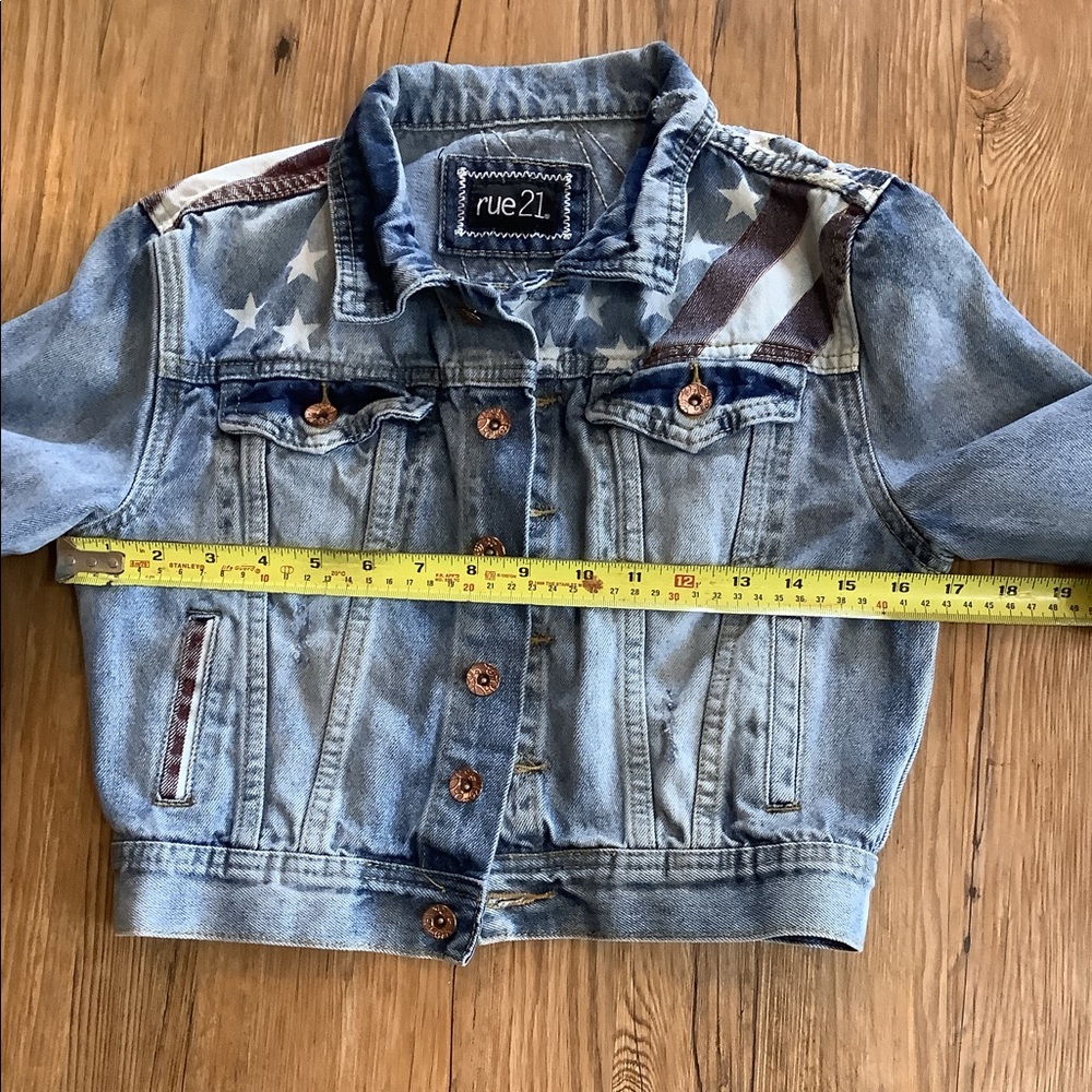 Red white blue jean jacket